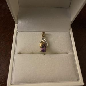 Pendant - Solid 10K Gold & Genuine Amethyst + Dia